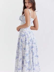 Strappy Dress With French Slit For Summer Vacation 2026 - 藍色 - 查看 3