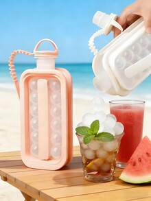 1pc Ice Ball Maker Water Bottle With Lid, Portable Silicone Tray And Water Bottle 2-In-1, Multi-Cavity Mold, Tray, Ice Ball, Ice Maker, Ice Cube, Ice Bag, Suitable For Home Bar Party, Easy Release Ice Maker, Suitable For Drinks, Juice, Whiskey, Summer Travel Essential - Multicolor - View 7