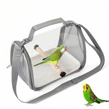 1-Set Foldable Transparent Bird Carrier With Perch And Removable Tray, Breathable Parrot Travel Cage With Panoramic Window And Top Handle For Cockatiels, Conures, Budgies, Pigeons And Small Pets, Outdoor Walks, Vet Visits And Short Trips - View 13