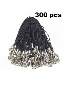 1 Pack 10/30/50/100/200/300/500/1000pcs Multicolor Black Pendant Rope Lanyard Lasso Hanging Rope Lobster Clasp Rope Keychain Hook Phone Set Pendant Jewelry Accessories - Black - View 21