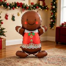 120cm 3D Standing Gingerbread Man Foil Balloon, Christmas Decoration, New Year Party Decor - Multicolor - View 2