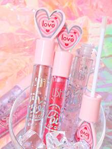 USHAS Aceite de Labios con Perlas Brillantes, Aceite de Labios Hidratante No Pegajoso con Brillo Voluminizador y Micro-Brillo, Textura de Gelatina de Cristal, Se Puede Usar Solo o Capas Sobre el Lápiz Labial, Adecuado para el Maquillaje Diario de la Mujer como Regalo - #04 Rosa Brillante - Ver 7