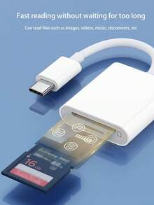 AKKHOO 2-In-1 Type-C Smart Card Reader, USB 3.0, Smart OTG Card Reader, Supports SD/TF Card Reader - White - View 7