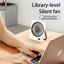 Portable Desktop Mini Fan, 5-Speed Adjustable, USB Rechargeable Table Fan, Digital Display Mini Hanging/Standing Fan, Outdoor Handheld Fan, Portable Durable Fan For Office, Dorm, Outdoor Travel - Desk Fan - View 3