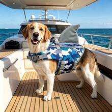 Metglad Dog Life Jacket, Cute Fin Design Pet Swim Vest, High Reflectivity And Excellent Buoyancy, Equipped With Sturdy Rescue Handle And Towing Ring, Adjustable Size, Suitable For Small, Medium And Large Dogs - Teal Blue - View 9