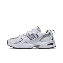 New Balance 530 Silver White Sneakers, Faux Leather Mesh Breathable Retro Low Top Unisex Running Shoes For Spring - Multicolor - View 5