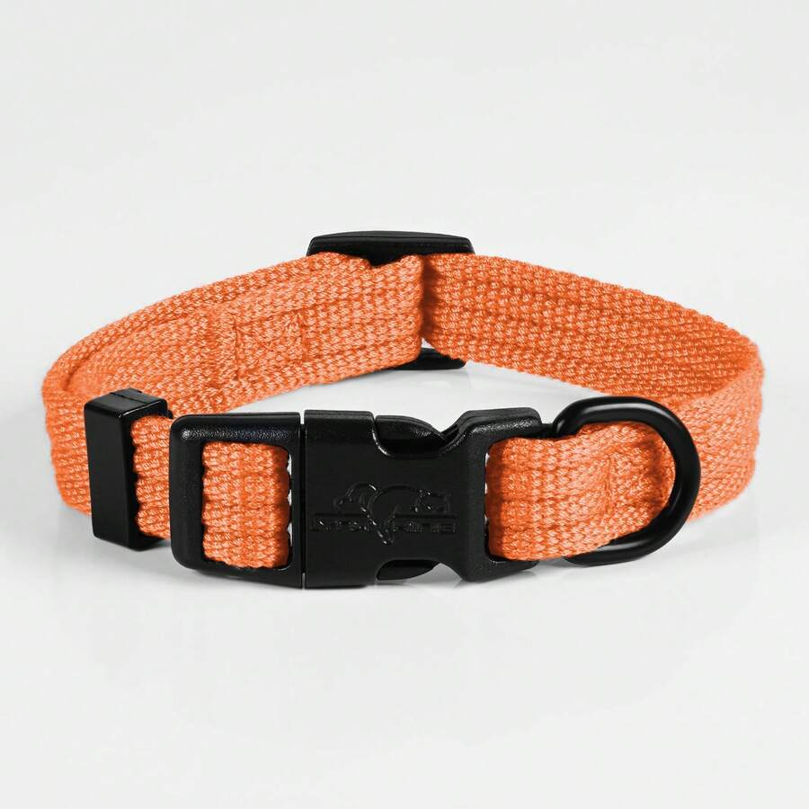 小型犬可調節尼龍寵物項圈 狗牽繩項圈 - 橘色 - 查看 1