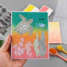 1 pieza Carpeta con relieve 3D, Suministros para scrapbooking DIY, Carpeta de plástico con relieve de patrón de concha, Adecuada para hacer tarjetas, scrapbooking y otras manualidades de papel - Multicolor - Ver 6