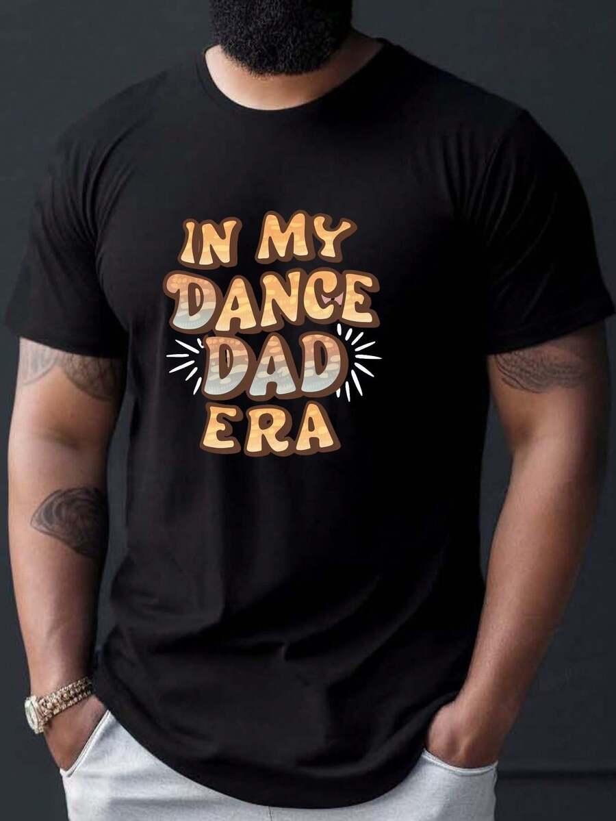 Love You Gift,Dance Dad Graphic Tee - Casual Short Sleeve T-Shirt For Men, Machine Washable - Perfect For Summer, Leisure Style, Conventional Version, Summer - Black - View 1