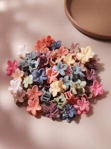 10/30/50入莫蘭迪色系 2.1cm 迷你小號扶桑花髮夾，可愛優雅公主風女性髮飾，適用側瀏海、額前、編髮與側髮（隨機配色）海灘度假髮夾 - 彩色 - 查看 6