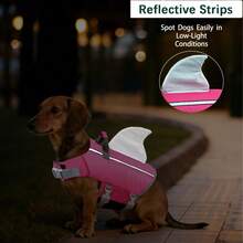 Metglad Dog Life Jacket, Cute Fish Fin Design Pet Swimming Vest, High Reflectivity And Excellent Buoyancy, Equipped With Sturdy Rescue Handle And Towing Rope Ring, Adjustable Size, Suitable For Small, Medium And Large Dogs - Rose Red - View 7