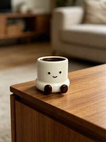 Cute 3D Foot & Smiling Face Ceramic Tableware Set, Espresso Coffee Cup & Multipurpose Bowl For Rice, Yogurt, Oatmeal & Breakfast, Adorable Home Kitchen Drinkware, All Occasion Gift - Multicolor - View 5