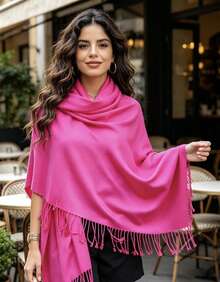 Women's Scarves Casual, Suitable For Winter And Autumn - Hot Pink - View 2