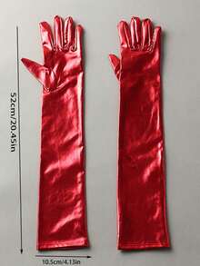 1 Pair Women's Sexy Faux Leather Long Arm Sleeves, Shiny Over-Elbow Gloves, Personalized Party & Evening Accessory, Cool & Chic Fashion Styling Piece, Light Luxury Gloves For Banquet/Party/Wedding - A - View 8