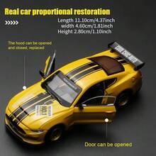 1:42 Ford Mustang GT 2018 車模，紅黃藍塗裝改裝版合金模型玩具，仿真賽車展示收藏禮品 - 彩色 - 查看 2