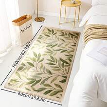 1pc Fresh Mori Style Decorative Carpet, Faux Cashmere Rug, Beige Base With Green Branch & Leaf Design, Plush Long Strip Rug For Bedroom Bedside, Natural Minimalist Beige Background With Green Leaves, Living Room Sofa Area Rug, Healing Wabi-Sabi Artistic Branch & Leaf Design For Entryway Doorway Balcony Decor, Non-Slip Home Decorative Carpet - Multicolor - View 16