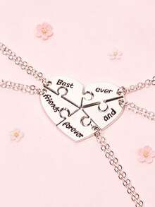 5pcs/Set Girls Best Friend Pendant Necklace, Friendship Necklace, Alloy Letter Pendant Necklace, BFF Friendship Fashion Jewelry Accessory Gift, Suitable For Daily Wear, Back To School Gift For Best Friends - one-size - View 1