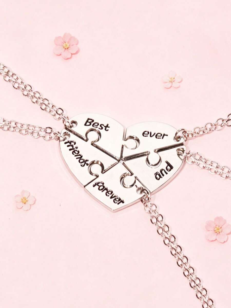 5pcs/Set Girls Best Friend Pendant Necklace, Friendship Necklace, Alloy Letter Pendant Necklace, BFF Friendship Fashion Jewelry Accessory Gift, Suitable For Daily Wear, Back To School Gift For Best Friends - one-size - View 1