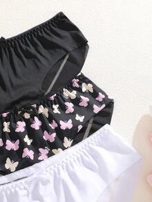 3件組女款蕾絲後背無縫拼接極簡舒適三角內褲內衣 - 彩色 - 查看 6
