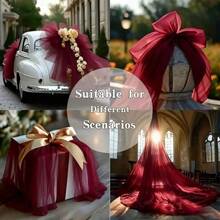 1 Rolle 29,85ft/74,8ft/149,77ft/299,7ft Burgunderroter Tüllstoff, geeignet für Hochzeitstischdecken, DIY-Basteln, Brautschleier/Kleid, Ballett-Tutu, Hochzeitskleid, Tischrock/Zelt, Hochzeitsdekoration, Stuhlrücken-Dekoration, Partyhintergrund, Blumenkranz-Verpackung, Treppengeländer, romantischer Weihnachtszeremonie-Hintergrund und Feiertagsparty-Dekoration - Übersicht 5