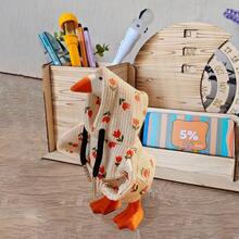 7 Inch Desk Goose Outfit Floral Print/Frog Ears Decor Hooded Sweatshirt For Indoor Tabletop Decor - White - View 3