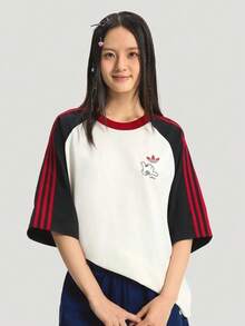 Adidas Originals Unisex ORIGINALS   GFX T-SHIRT  Collaboration Pure Cotton Sports Short Sleeve T-Shirt KU3100 - Red and White - View 1