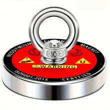 Strong Neodymium Fishing Magnets, 300 Lbs(110 KG) Pulling Force Rare Earth Magnet With Countersunk Hole Eyebolt Diameter 1.73 Inch(44 Mm) For Retrieving In River And Magnetic - A - View 1