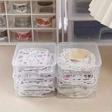 Caja de almacenamiento de plástico con rejilla de clasificación, organizador de cables, estante de almacenamiento de cables de alimentación, caja organizadora de escritorio, caja de almacenamiento de pegatinas, útiles escolares esenciales para la vuelta al colegio - Multicolor - Ver 1
