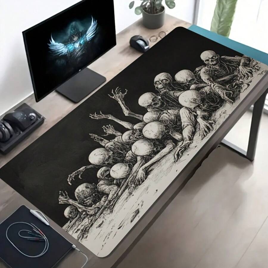 1 tấm lót chuột chơi game cỡ lớn, họa tiết vẽ tay "Swarming Skeleton", thảm bàn làm việc siêu lớn, đế cao su chống trượt có thể giặt, bề mặt chống bám bẩn, quà tặng lý tưởng cho game thủ, trang trí bàn làm việc văn phòng thời trang - Chuột Pad - Xem 1