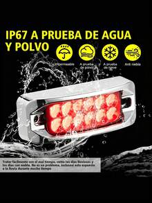 8pc Plafon Lateral Rectangular Pestaña Estrobo Focos 12-24v - rojo - Ver 4