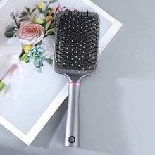 1pc Premium Artificial Diamond Inlaid Long Handle Air Cushion Massage Comb, Scalp Relaxation Massage Comb - Silver - View 9