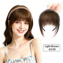 Bando Kepang dengan Lingkaran Rambut, Aksesori Rambut Gaya Baru dengan Poni Depan Berhiaskan Rhinestone, Lingkaran Rambut Kepang dengan Poni Udara, Potongan Ekstensi Rambut Serat Tahan Panas, Menutupi Uban di Dahi & Pelipis Secara Instan, Untuk Pemakaian Sehari-hari & Pesta - MultiWarna - View 9