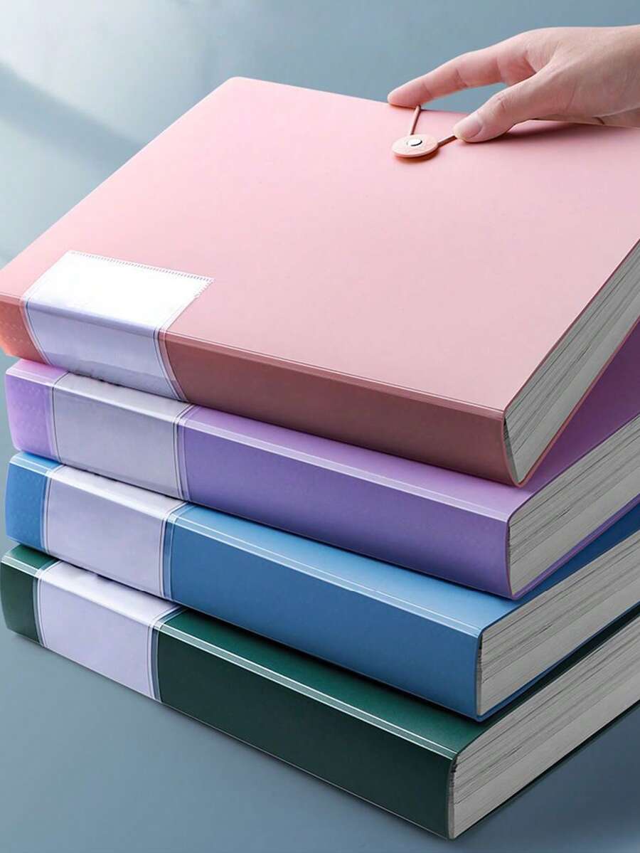 A4 Folder 40 Pages Transparent Pocket Document Organizer Back To School Essential Student Use Exam Paper Storage Bag Sheet Music Songbook Storage Album Certificate Collection Folder Office File Folder Loose Leaf Binder - Single Piece - View 1