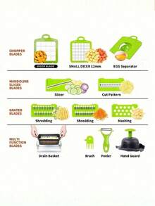 16-In-1 Multifunctional Vegetable Chopper With Handle, Includes Grater And Dicer, Suitable For Fruits, Onions, Carrots, Potatoes, Etc., With Storage Box, Perfect Christmas Gift, Kitchen Supplies, Kitchen Accessories, Grater - Grey - View 10