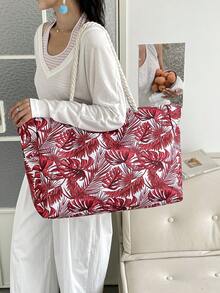 Women's Large Waterproof Beach Tote Bag With Zipper, Sand-Proof Pool Bag, Large Tote Bag (Random Pattern) - Red - View 7