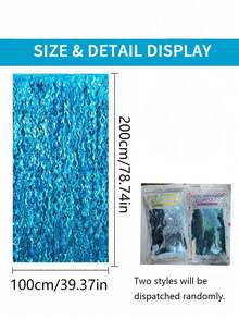 1/2/4pcs Light Blue Shiny Sequin Foil Fringe Curtain, Light Blue Wavy Fringe Curtain, Metallic Holiday Photo Backdrop Wall, Suitable For Birthday, Mermaid, Ocean, Pool, Ice And Snow Theme Party, Wedding Party Decoration Bunting - Blue - View 8