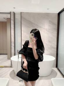 Fashionable Handheld Evening Bag Evening Dress Bag - Black - View 10