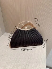 Fashionable Handheld Evening Bag Evening Dress Bag - Black - View 9