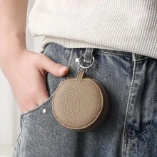 2-In-1 Earphone Mirror Case, Portable Storage Bag With Mirror, Round Bluetooth Earphone Pendant Keychain - Multicolor - View 4