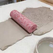 Hibiscus Vine Pattern Clay Relief Texture Roller – DIY Pottery Craft Rolling Pin Tool For Polymer Clay, Ceramic Art, Fondant, Cookie Dough Made Of PLA  3D Tropical Hibiscus Flowers & Twisting Vines Easy Clean Ideal For Summer Tiles, Garden Projects - Hibiscus Vine Pink - View 2