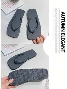 Women's Solid Color Minimalist Versatile Flip Flops For Beach Vacation - Flip Flops - View 10
