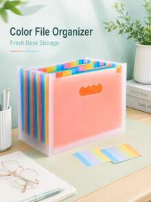 Practical Expandable Accordion File Folder To Organize 2000 Sheets Securely Premium A4 Size Document Bag With Blank & Colored Labels For Teens Compact Desk Accesorries For Home Office School Essentials School Supllies Back To School Supplies - Multicolor - View 2