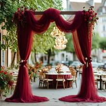 1 Rolle 29,85ft/74,8ft/149,77ft/299,7ft Burgunderroter Tüllstoff, geeignet für Hochzeitstischdecken, DIY-Basteln, Brautschleier/Kleid, Ballett-Tutu, Hochzeitskleid, Tischrock/Zelt, Hochzeitsdekoration, Stuhlrücken-Dekoration, Partyhintergrund, Blumenkranz-Verpackung, Treppengeländer, romantischer Weihnachtszeremonie-Hintergrund und Feiertagsparty-Dekoration - Übersicht 10