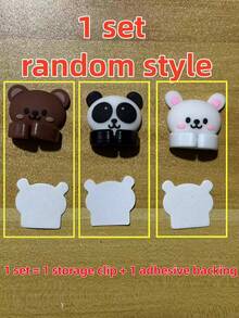 1pc Random Style Multifunctional Sweet Bear Cable Management Desktop Organizer, Cute Desktop Multifunctional Cable Winder With Practical Hooks And Clips, Suitable For Mouse Cable/Headphone Cable, Data Cable Fixing, No-Nail Organizing Tool For Table And Drawer Storage, Cable Management, Desk Organization, Suitable For Students And Adult Homes, Bedroom, Living Room, School, Dorm, Office - Multicolor - View 11