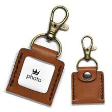PU Leather Mini Photo Frame Keychain, Handmade Stitched Small Photo Storage Key Ring, Portable Pocket Photo Holder Pendant, Suitable For Pets, Baby, Family Photos - Leather Photo Keychain - View 9