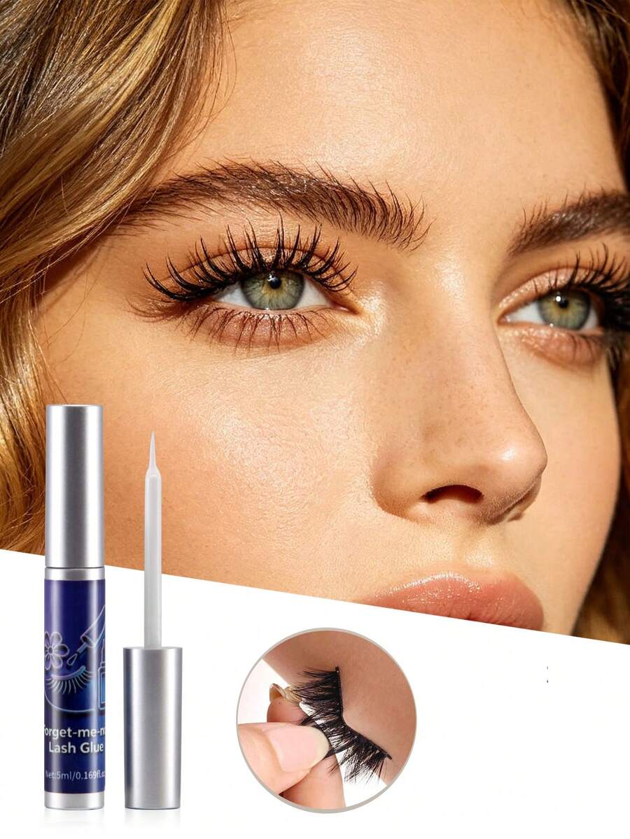 5ml Cola Transparente para Cílios, Fixação Super Forte & 48H à Prova d'Água, Adesivo para Cílios Livre de Látex & Formaldeído com Pincel Aplicador para Cílios Postiços, Maquiagem DIY para Festa
