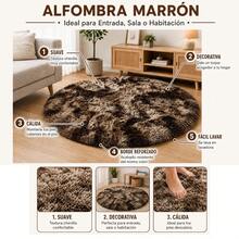 Tapete Alfombra Peludo Suave Circular Varios Colores 120 Cm Diámetro - Marrón - Ver 3