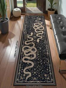 1 Pc Black Snake Runners For Hallways Indoor, Kitchen Runner Rug Non Skid Machine Washable Entryway Rug Runner Ultra Soft Boho Carpet Runner For Hallway Kitchen Bedside Entryway - Black - View 2