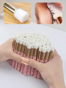 30pcs Solid Pink Eyelash Cleaning Brushes, Multi-Functional Deep Pore Cleaning Brushes For Nose, Used For Facial Cleansing, Blackhead Removal, Home Bedroom Daily Skincare Cleaning Tool, Ideal Gift For Friends - Multicolor - View 9