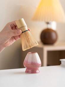 7-Piece Pink Lotus Matcha Tea Set, Japanese Matcha Whisking Set, Includes Bamboo Tea Whisk, Tea Scoop, Sifter, Ceramic Bowl, Tea Whisk Holder And Flower Holder, Traditional Matcha Making Tools, Suitable For Tea Lovers - Multicolor - View 8